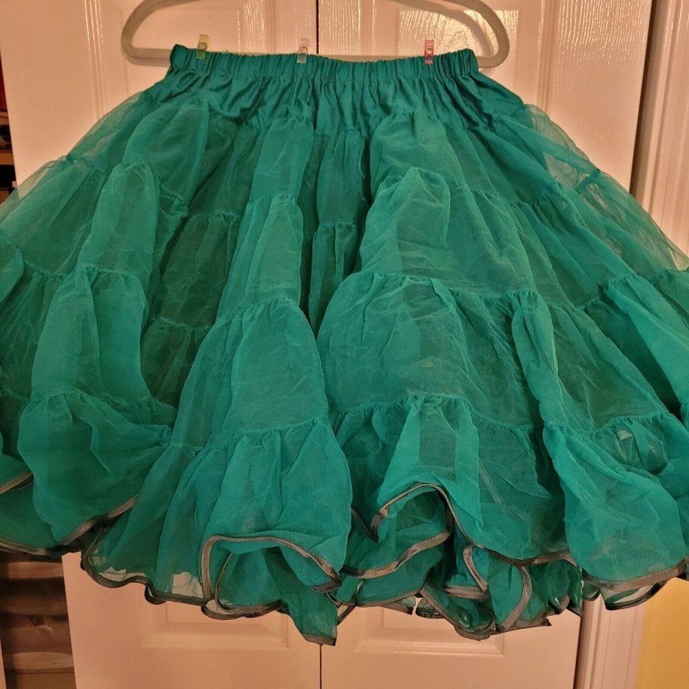VTG Partners Please Malco Modes Green Crinoline Petticoat Square Dance Skirt L